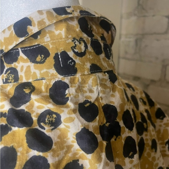 Tulip Shira Button Front Shirt Dress, Yellow & Blue Sz Med, Leopard Print - Picture 9 of 16
